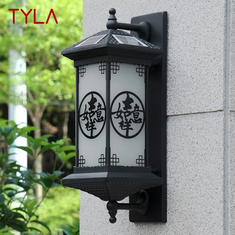 

TYLA Outdoor Solar Wall Lamp Creativity Chinese Style Black Sconce Light LED Waterproof IP65 for Home Balcony Courtyard