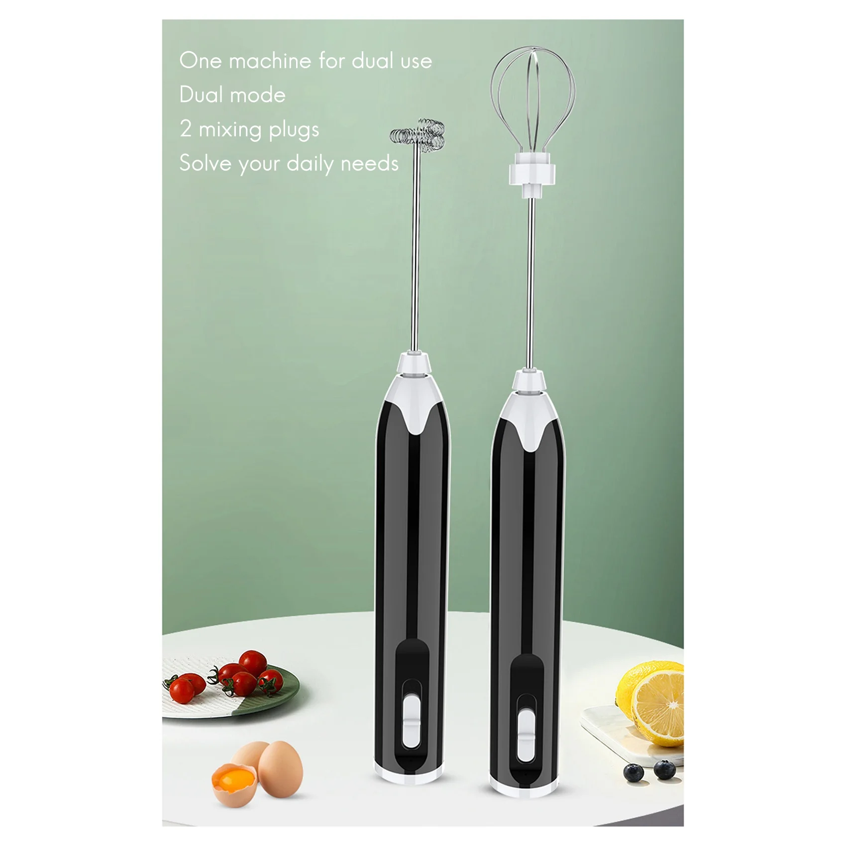 

ABPQ-Electric Blender Mixer Milk Frother Egg Beater Coffee Milk Drink Juice Food Whisk Stirrer USB Rechargeable Hand Blender