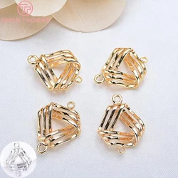 (1892) 6PCS 14x18.5MM 24K Gold Color Brass 2 Holes Triangle Connector Charms Pendants High Quality DIY Jewelry Making Findings