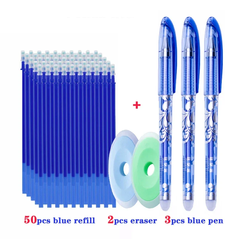 55 teile/los Löschbaren Gel Stift 0,5mm Refill Stange Magische Tinte Löschbaren Stift Waschbar Griff Büro Schule Schriftlich Werkzeuge Kawaii schreibwaren