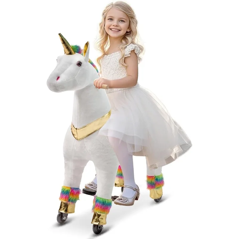 Rit op eenhoorn op speelgoed, eenhoorn rit voor meisjes 7 tot volwassenen lopen Max. belasting 187 LBS, geen batterij of elektriciteit