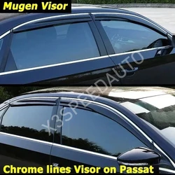 Mugen Style WIndow Visor For VW Passat B6 B7 B8 B9  Sedan 3D Awnings Shelters Vent Shades Sun Rain Deflector Not fit Wagon