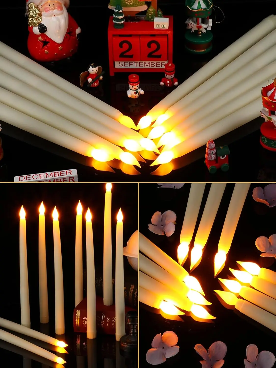 

100 Pcs Flameless LED Taper Candles 11 Inch Battery Operated Candles Bulk Flickering for Candlesticks (Classic Style)