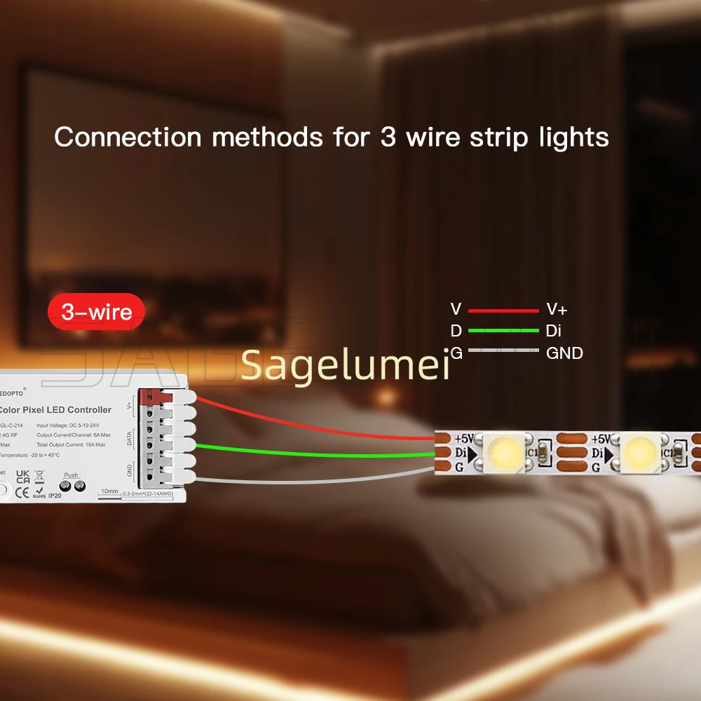 GL-C-214 GL-RC-009/006Z 2.4G RF Pixel LED Controller Dual Color WWCW Dimmer White Light Dynamic Wago Connect Port Horse Racing