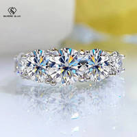 3.6CT All Moissanite Rings For Women 5 Stones Sparkling Dia Wedding Band 100% Sterling Silver Jewelry