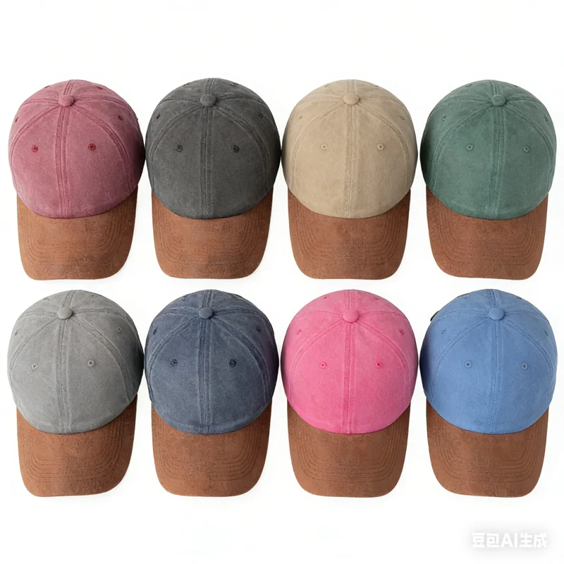 Men Women Washed Cotton Baseball Cap Solid Color Patchwork Hip-hop Peaked Cap Unisex Spring Summer Dad Hat Streetwear Sports Hat