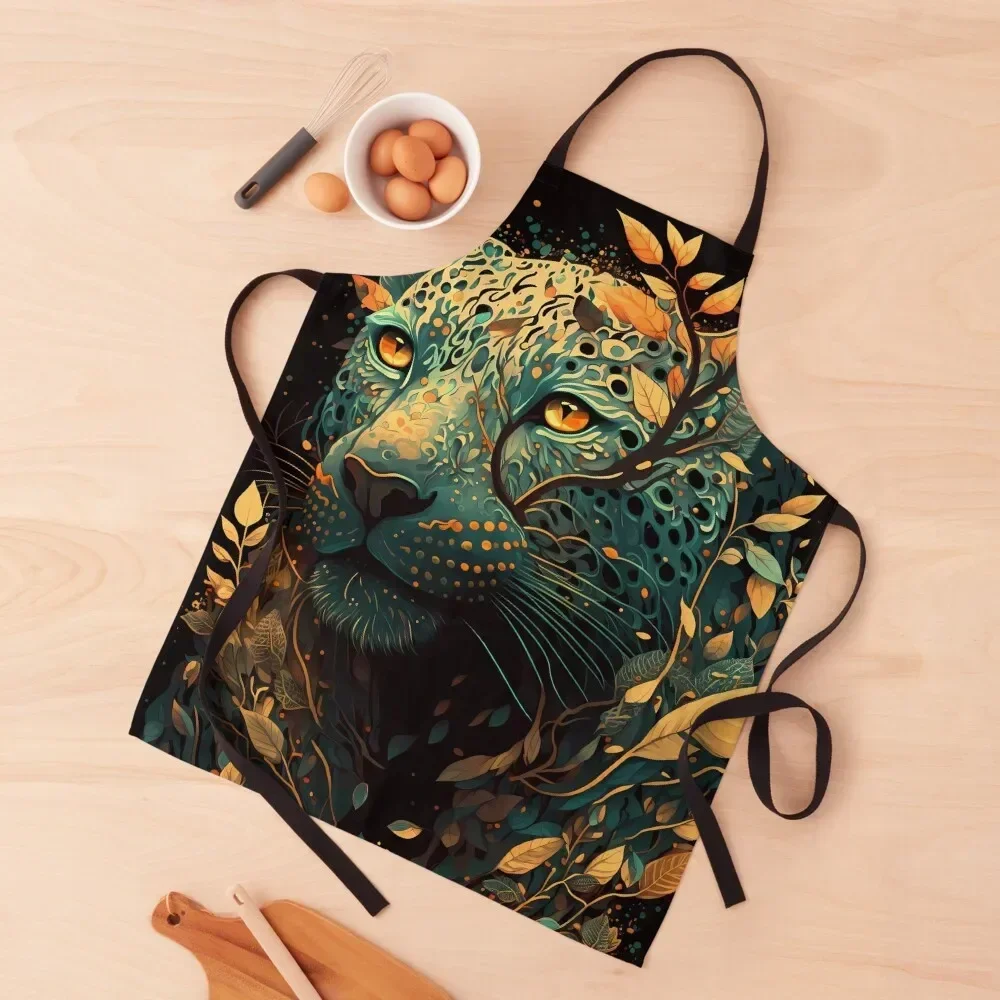 Jaguars Wild Animal Leopard Apron restaurant accessories chef costume Bib For Kitchen Apron