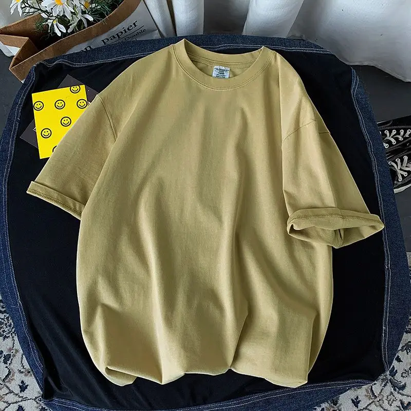 100% Baumwolle Kurzarm-T-Shirt für Männer und Frauen, Sommermode, einfarbig, schlicht, O-Ausschnitt, lockere, lässige Basic-Shortsleeve-Bluse. – Detail 11