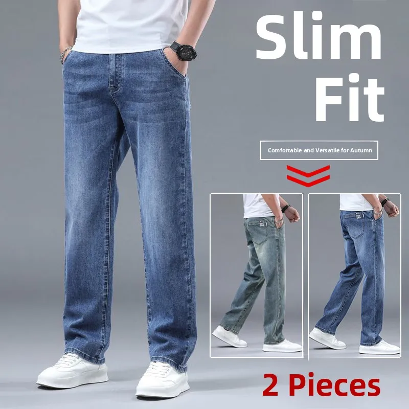 

Мужские джинсы из денима в стиле ретро, прямой крой, зимние, с эффектом потертости, средняя посадка, из хлопковой стрейч-ткани, повседневная одежда