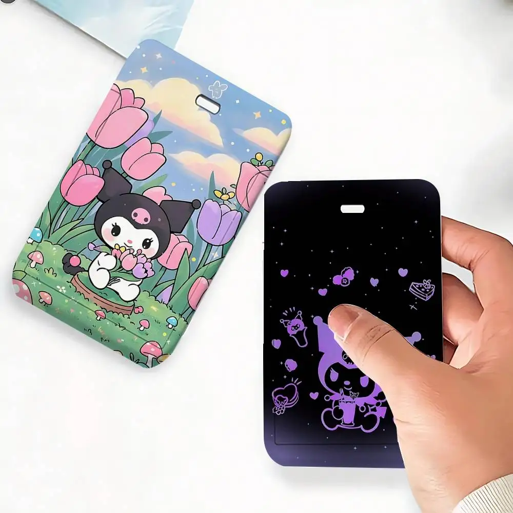 Cute K-Kuromi  Card Holder, Leather Card Storage Box, Key Chain, Access Tag Holder, ID Card Holder, Key Chain view 2