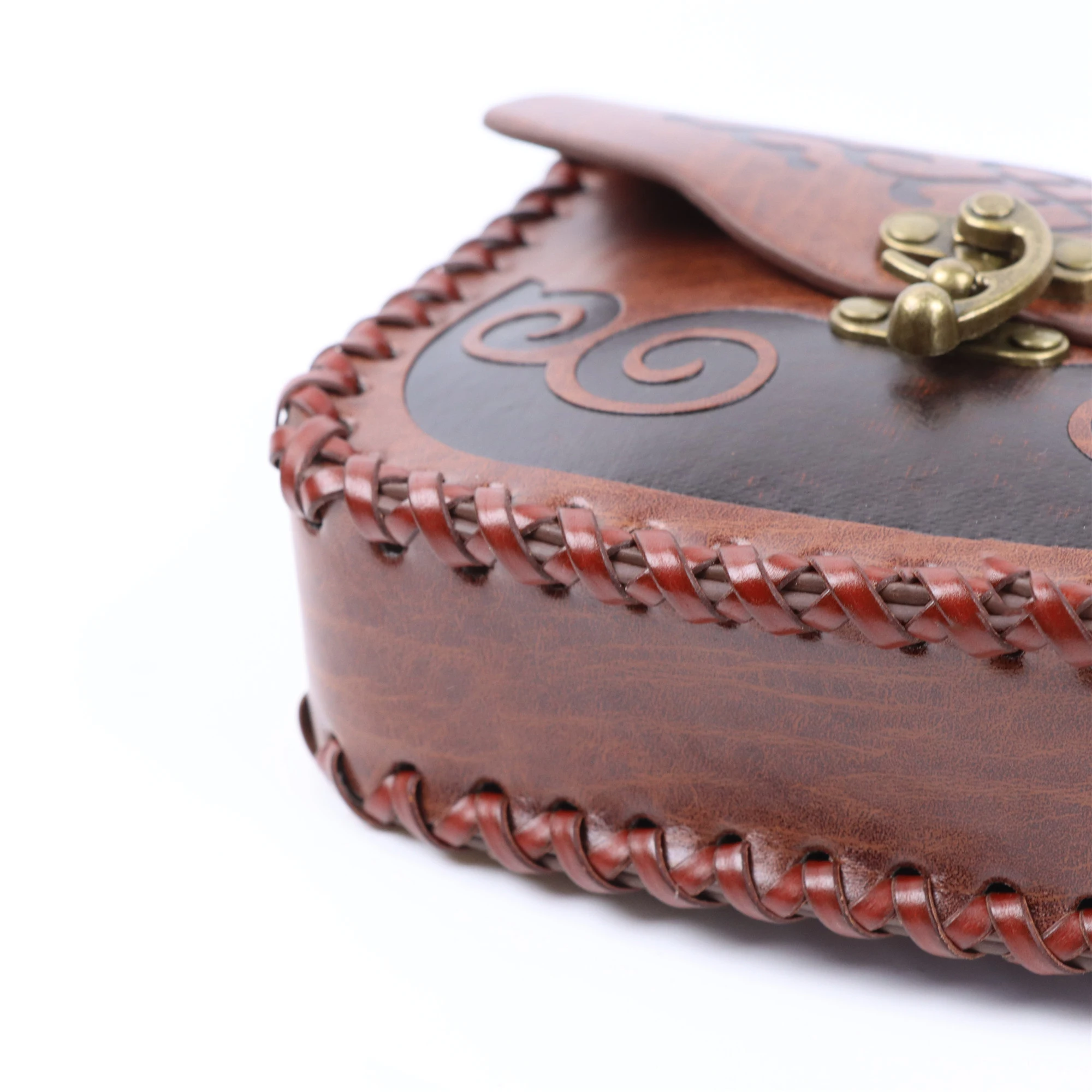 1 حقيبة خصر مطبوعة من الجلد الصناعي في العصور الوسطى، محفظة عملات معدنية من الجلد المنقوش على طراز الفايكنج في العصور الوسطى، دعائم لعب الأدوار في الهالوين #5