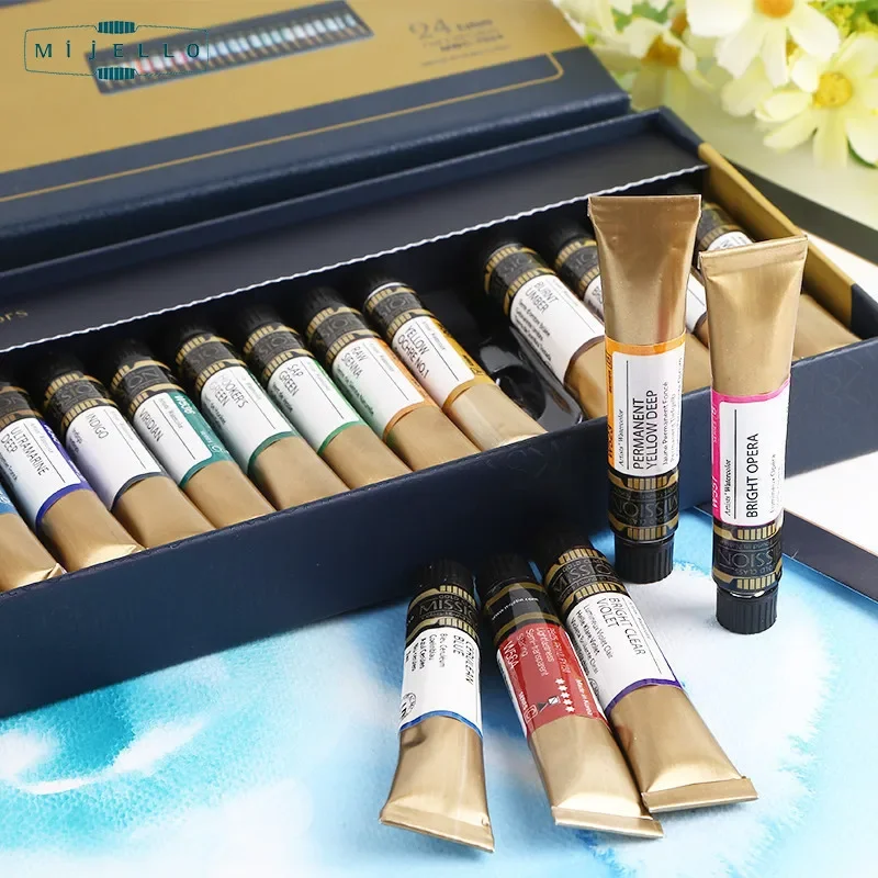 Korea Mijello Misson36/34/24/12 Color Watercolor Paint for Beginner Watercolor Paper Painting Brush Drawing Supplies