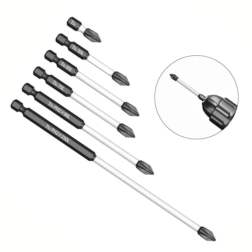1pc Electric PH2 Cross Screwdriver Impact Batch Head Magnetic Screw Driver Bits Non-slip WaterProof Bits Hand Tools 25-150mm