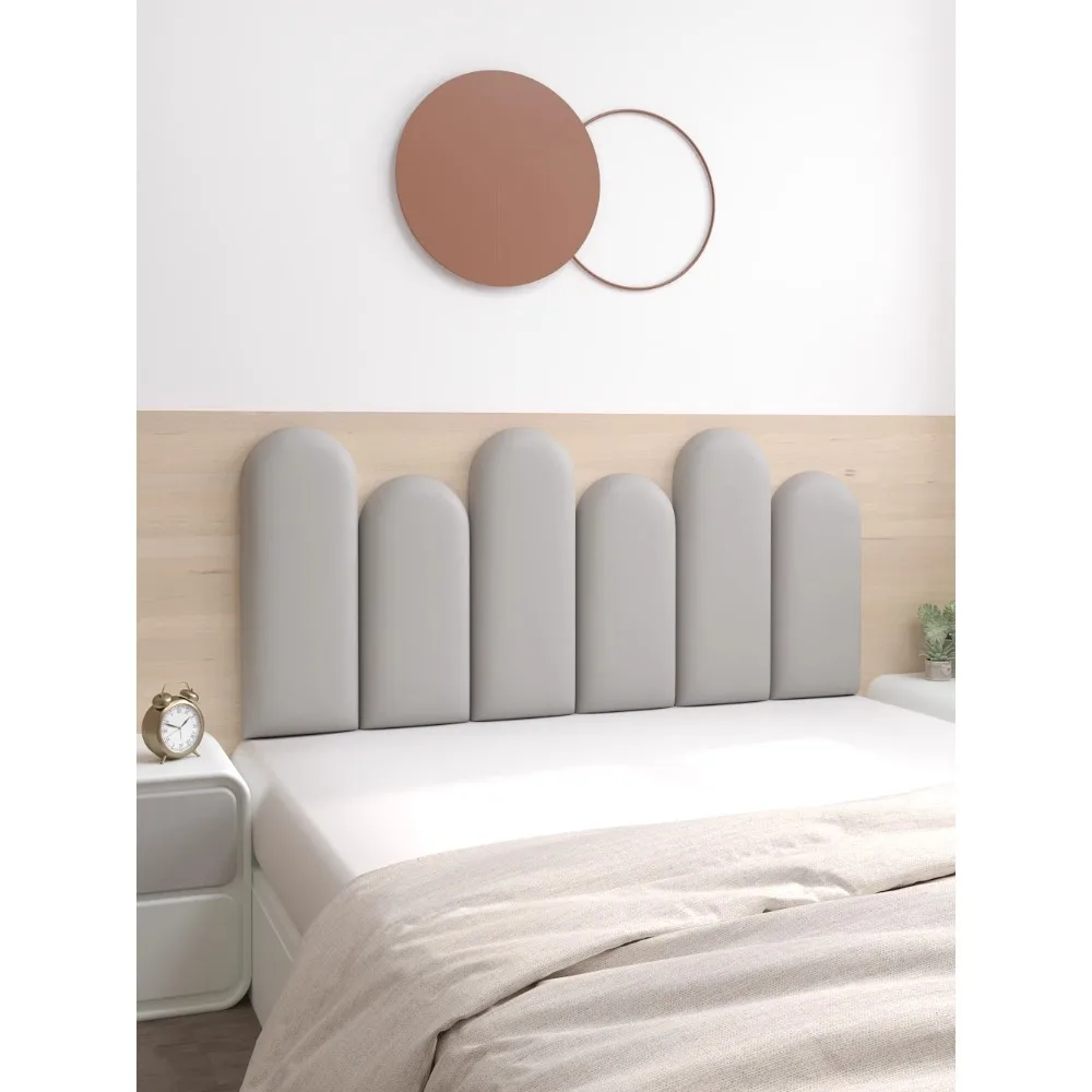 Round Top Headboard Soft Bag Backrest Tatami Wall Enclosure Leather Surface Hotel Baffle Bed Anti-collision Pad Bed Headboard