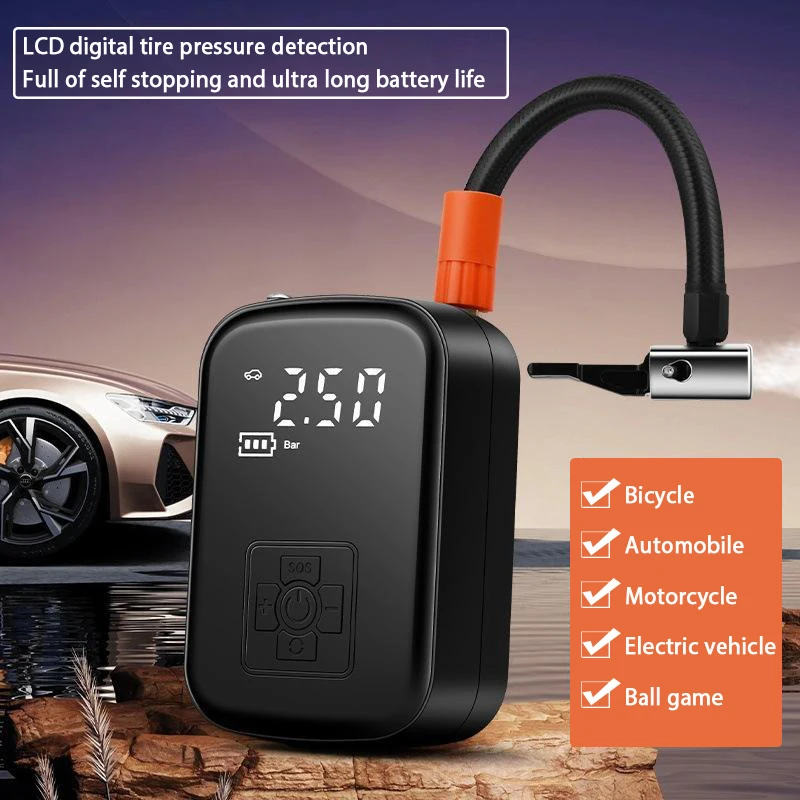 Hot Sale Portable  Electric Tire Inflator Pump  Wireless Bicycle  Air Compressor 150PSI Mini Air Pump For Car Motorcycle