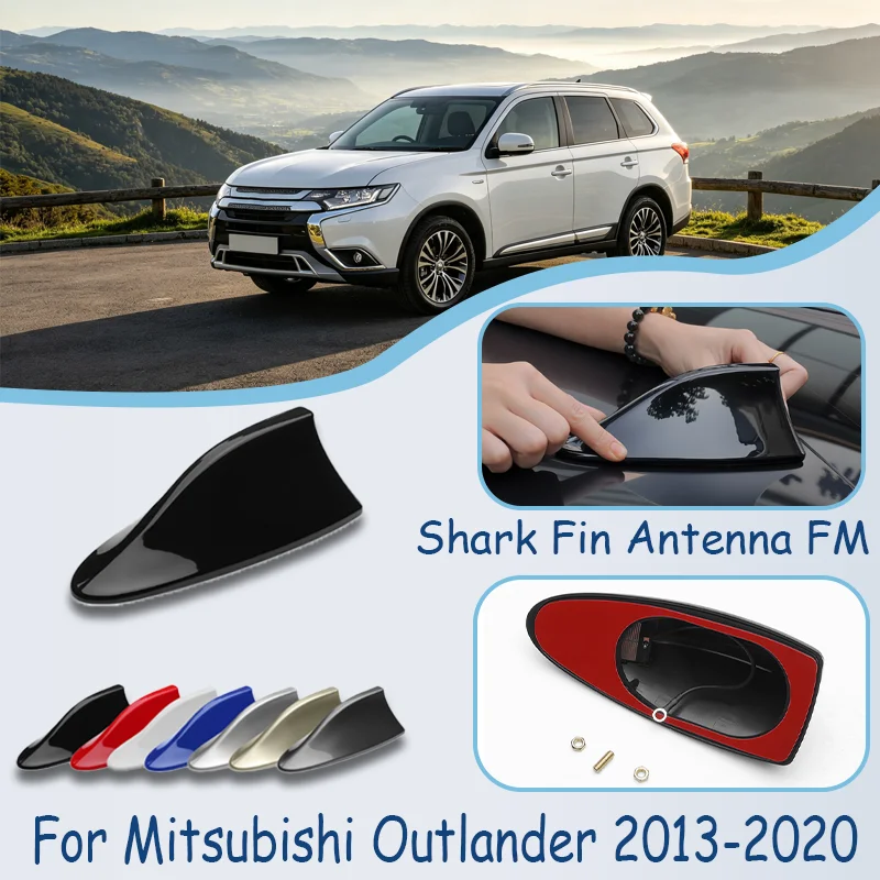For Mitsubishi Outlander 2013-2020 Car Shark Fin Antenna FM AM Radio Waterproof No Drilling Self-Adhesive Style Roof