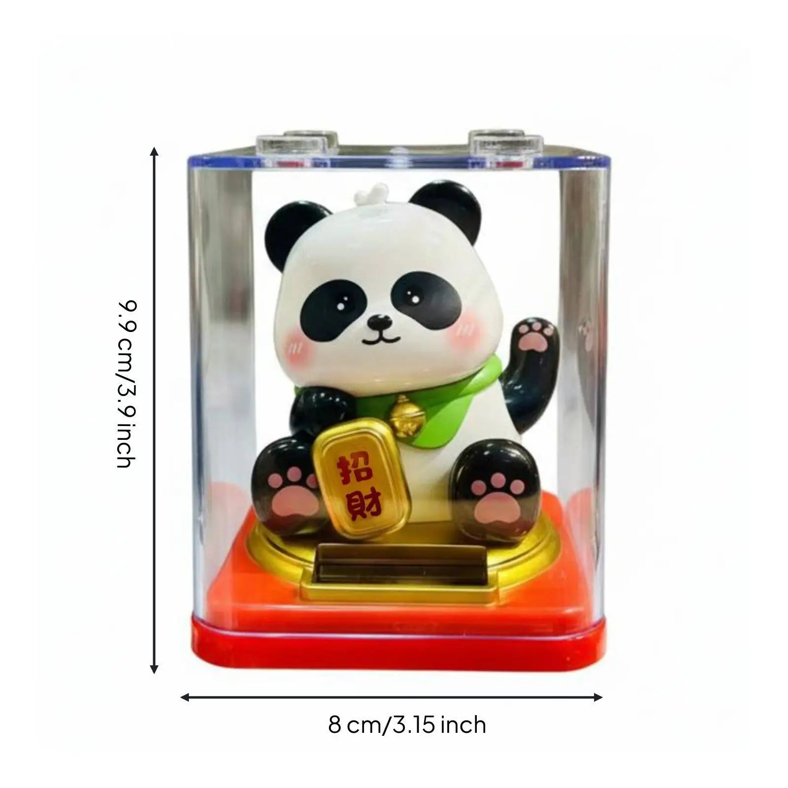 Solar Panda Figurine Lucky Cat Animal Decoration Desk Ornament Solar Powered Collectible for Home Office Shelf Travel