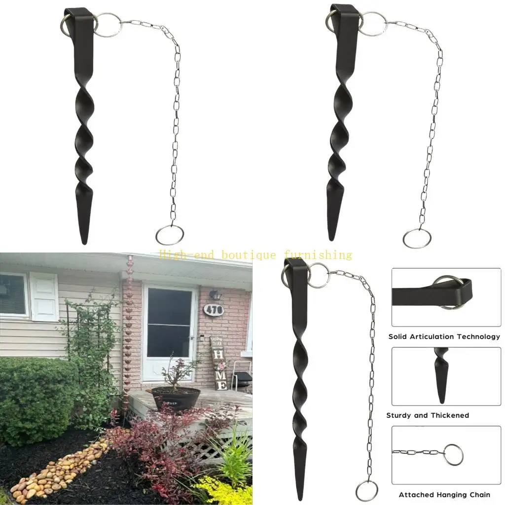

L9NB Decorative Rain Chain Holder Featuring bowed Tip For Easy Placement In Yard