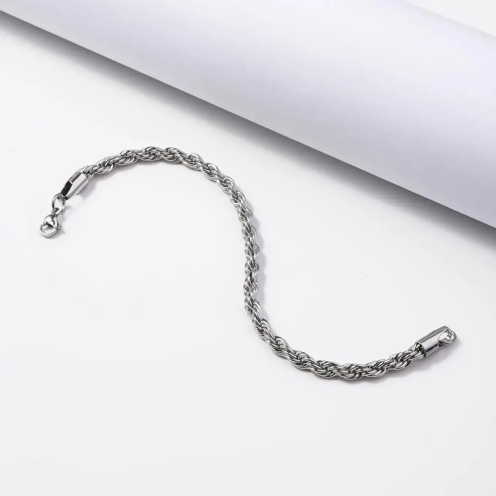 Stainless Steel Chain Link Bracelet Unisex Twisted Chain Bracelet Hop Style Stainless Steel Jewelry Polished Anti-rust for Club