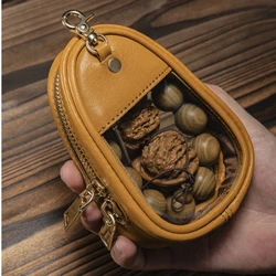 WESSLECO Wenwan Walnut Handball Storage Bag Coin Purse Hanging Key Case