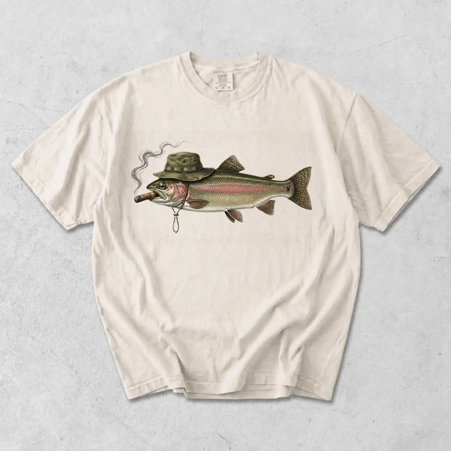 Funny Trout Fishing Shirt Vintage Smoking Hat Angler Tee, Fish Graphic  Fly Fishing Gift for Him Gift Tee T-shirt