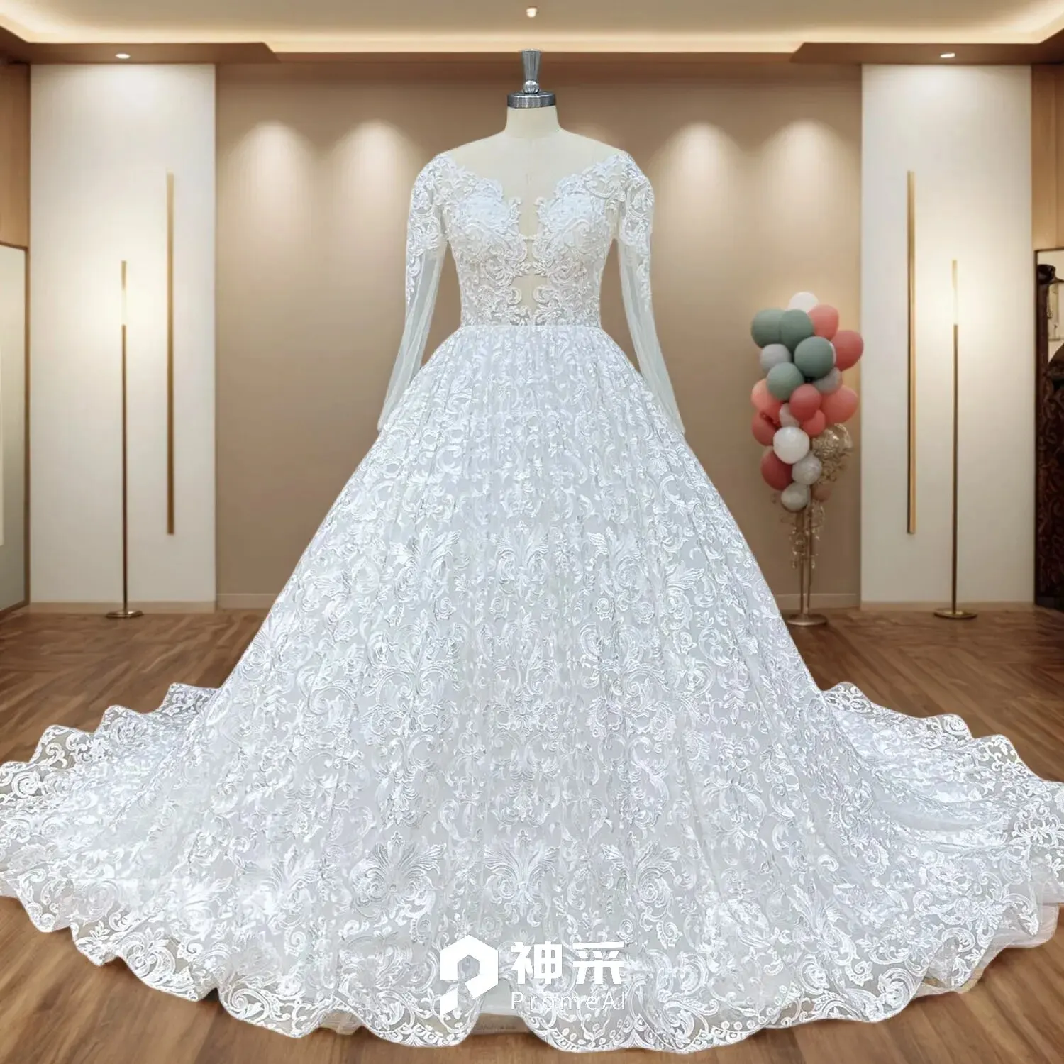 

Hire Lnyer Long Sleeve Buttons Up Back Pearls High Quality Lace Ball Gown Wedding Dresses Real Office Photos Video