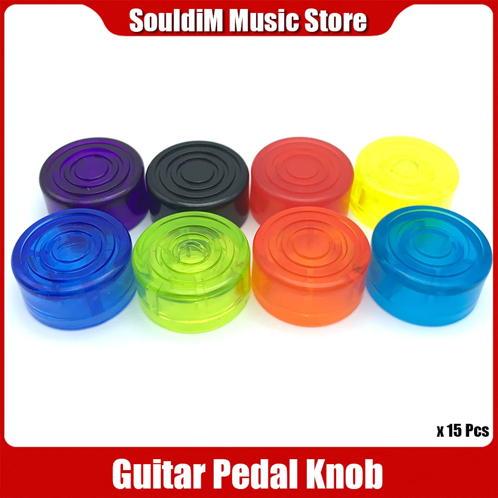 15pcs Multi Candy Color Electric Guitar Effect Pedal Foot Nail Cap Amplifiers Foot Switch Toppers Knob Transparent