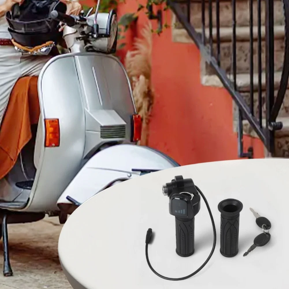48V Throttle Assembly with Display and Keys Start for Electric Scooter E-Bike Tricycle 6-Pin Interface Compatibility