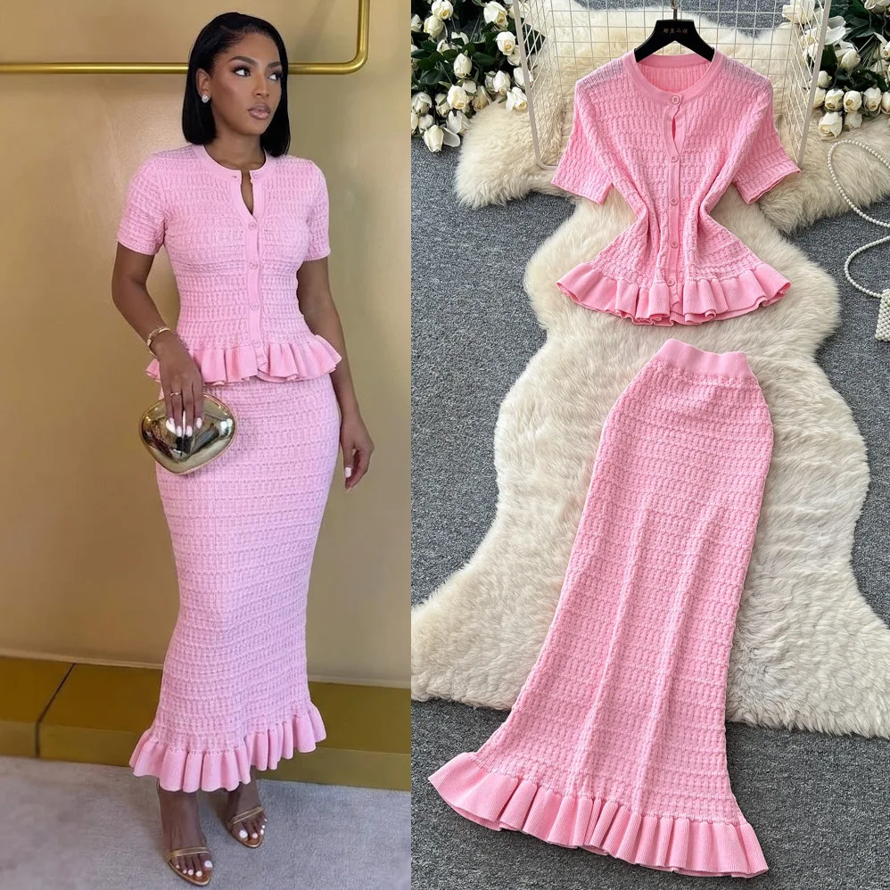 Korean-style Knitted Rule 124; Rule 124; Slim-fit Two-piece Set For Women, Summary Slim-fit 124mature And Elegant Style, Suitabl