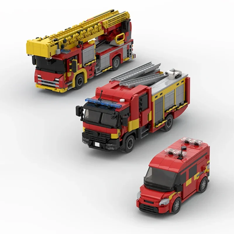Urban Rescue Vehicles Model MOC Building Bricks Fire Rescue Engines Modular Technology Holiday Gift Assemble Toy Suit Ideal Gift