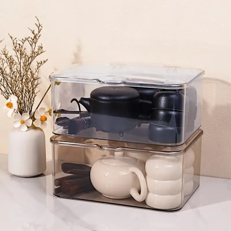 Clear Plastic Storage Box Multi-Purpose Desktop Organizer For Home Office Makeup Jewelry Bathroom