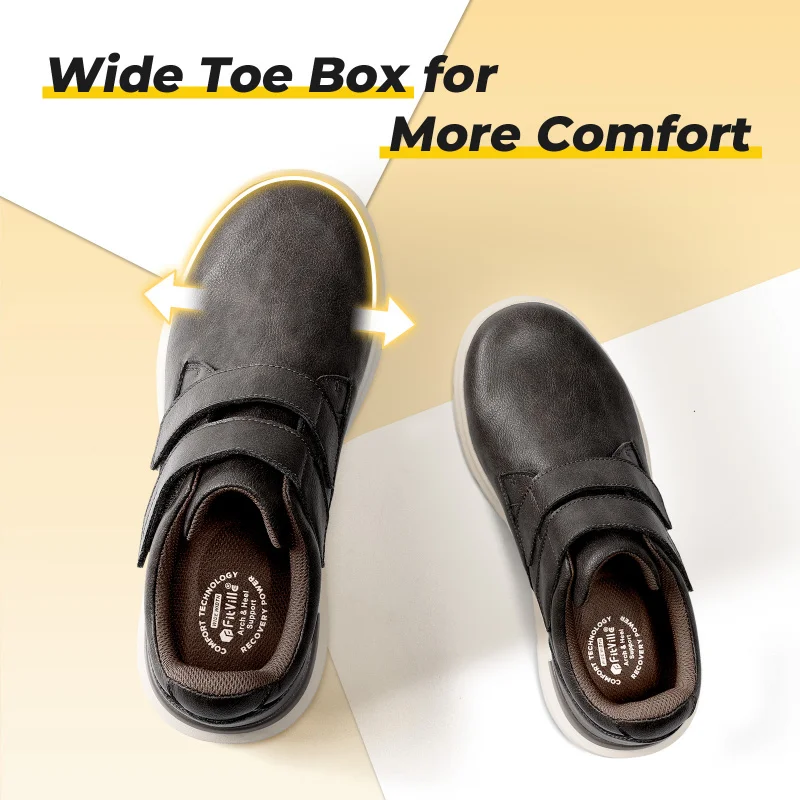 Scarpe da uomo in pelle, larghe, da passeggio, idrorepellenti, facili da indossare, comode, casual, eleganti, per piedi gonfi di diabetici._voghion.com