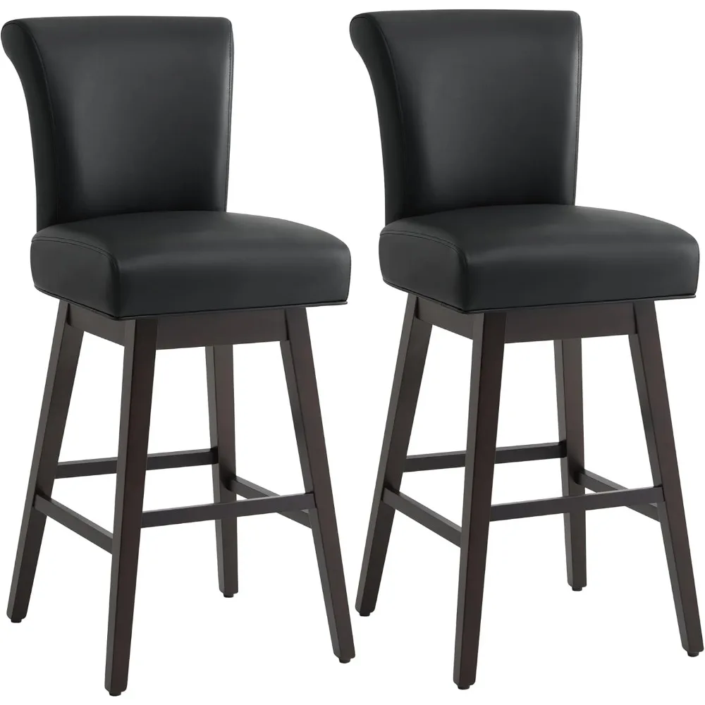 

30 Inch Counter Height Swivel Bar Stools Set of 2, Upholstered Faux Leather Swivel Barstool Chairs with Back, Chair