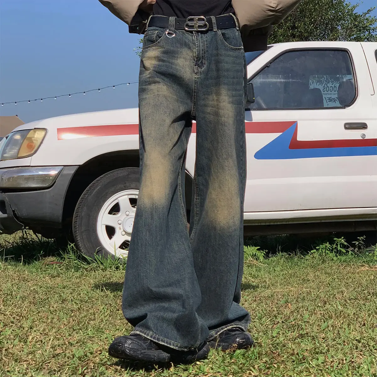 

Spring and Autumn Street Trendy Personalized Washed Straight leg Jeans American Couple Retro Loose Harajuku Casual Pants y2k