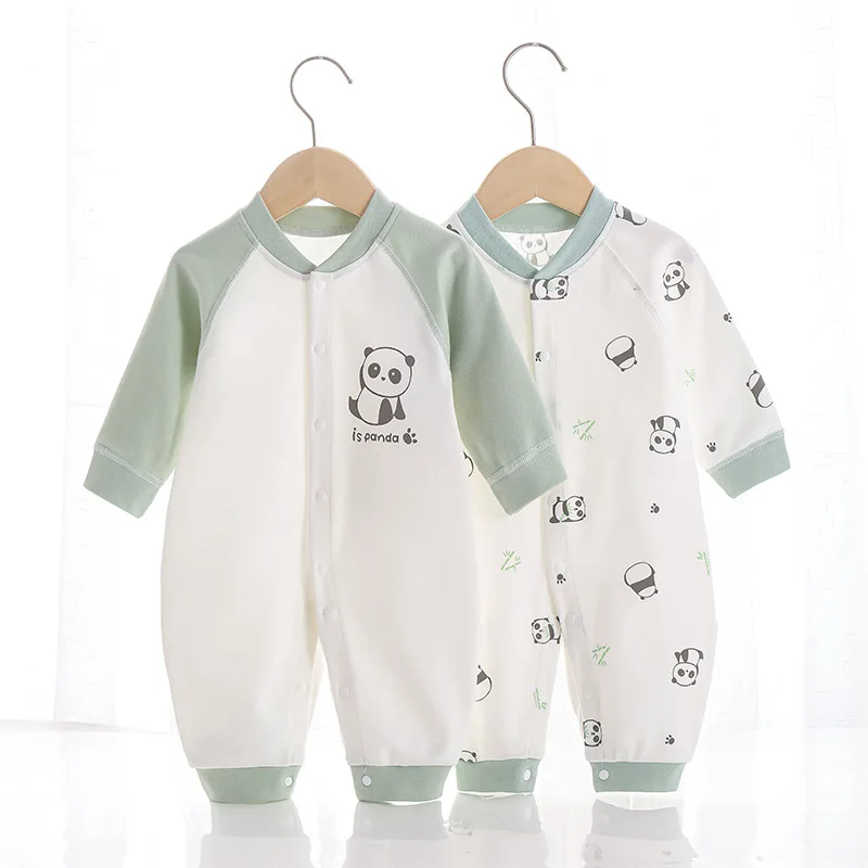 Four seasons newborn clothes autumn new boneless buckle onesie pure cotton baby clothes Romper