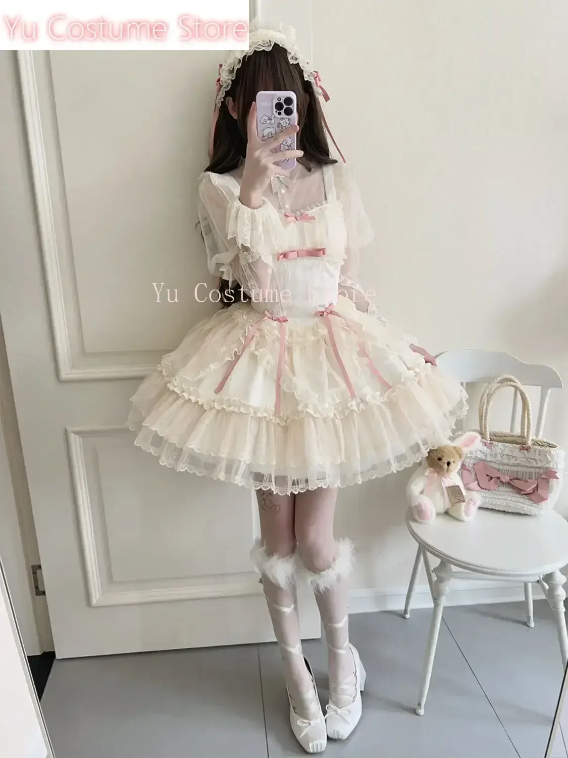 

Yu StoreJapanese Sweets Lolita Jsk Dresses Kawaii Women Vintage Elegant Lace Mesh Princess Strap Dress Harajuku Lolita Clothing