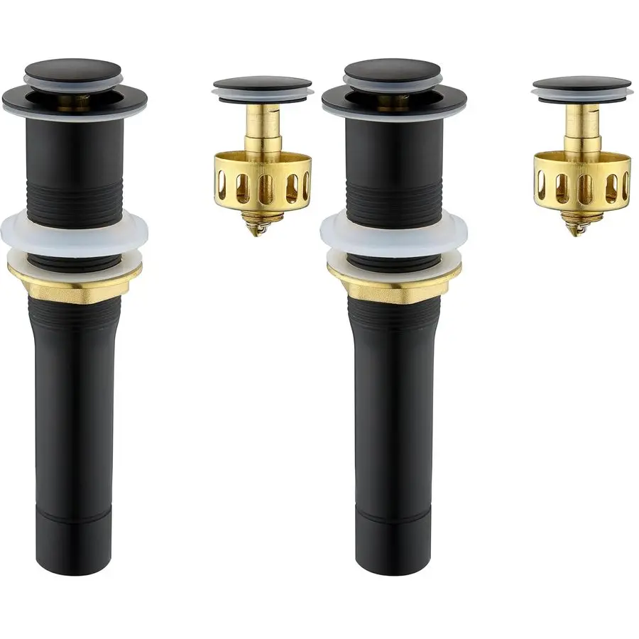 

Металлическая сливная пробка для раковины (умывальника) в ванной комнате, матовая черная, маленькая, без перелива, с выдвижным клапаном