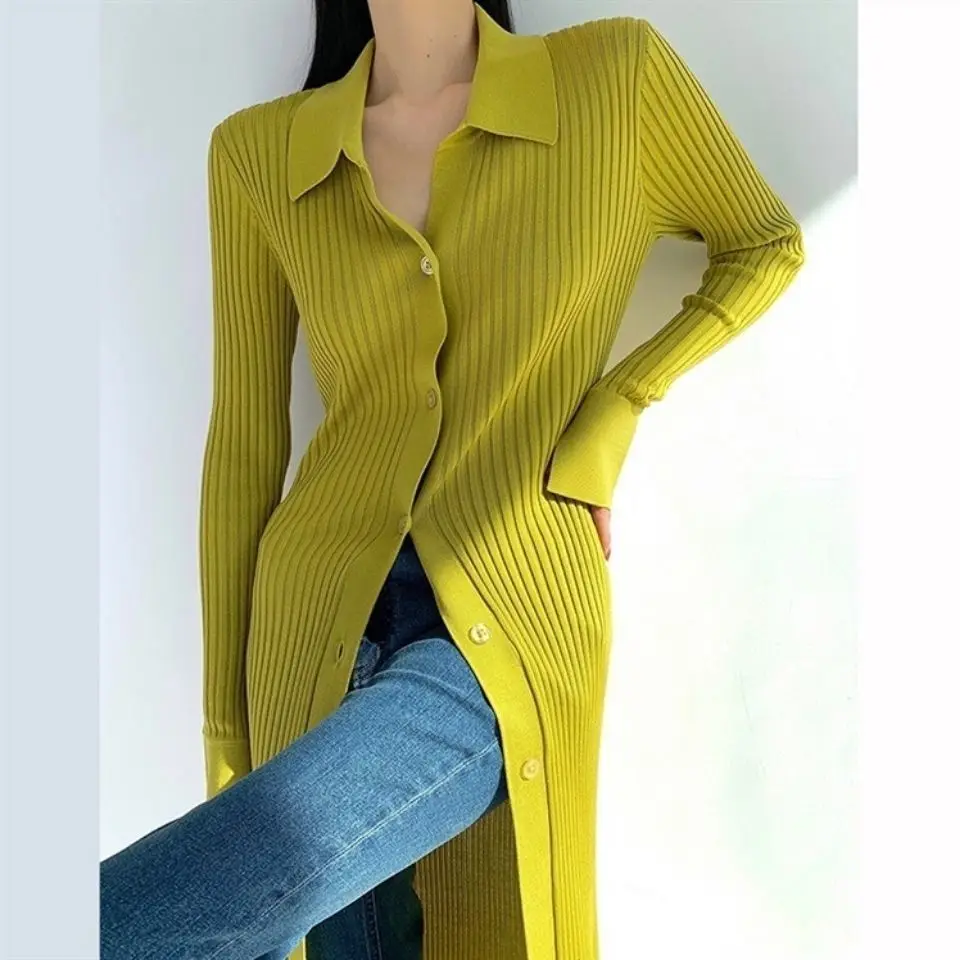 Winter Polo Collar Knit Warm Korean Fashion Slim Fit Dresses for Women 2022 New Solid Button Long Sleeve Vintage Sweater Dress