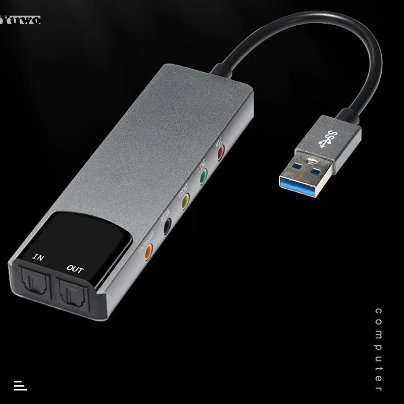 

USB-ноутбук, настольный компьютер, звуковая карта, 5,1-канальный профессиональный оптический внешний преобразователь аудиокарты для аксессуаров для ноутбуков
