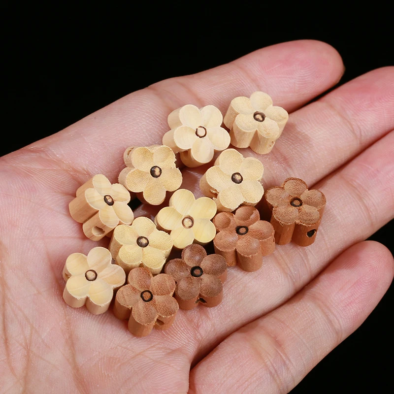 10 Pcs/lot Natural Wooden Carved Flower Shape Bead Peach Wood Flower For Jewelry Making Diy Necklace Bracelet Accessory Finding