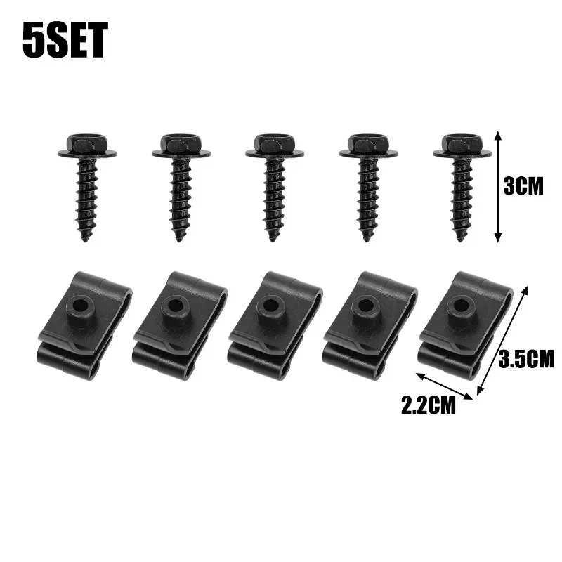 Car Metal Screw Tapping Fastener U-Type Clip with Screw Automobile Bumper Fender Nylon Clip U Nut for Toyota Camry RAV4 IS300