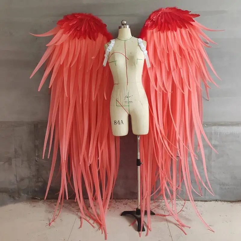 Red Oversized Angel Wing Adults Feathered Wings Halloween Costumes Role Play Party Purim Carnival Show