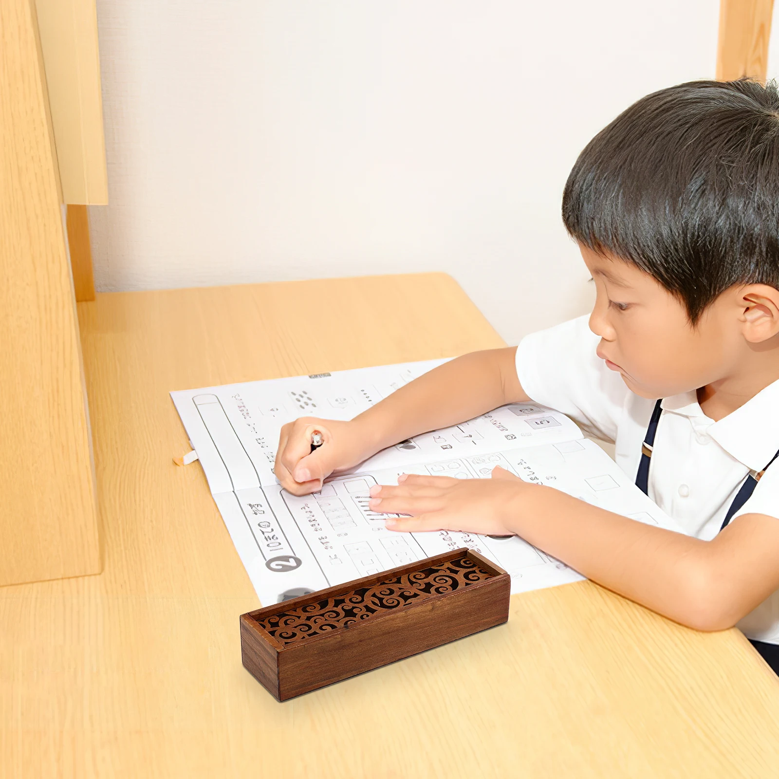 

Large Stationery Storage Box Elegant Lace Wooden Pencil Case Craft ganizer Pen Holder Desk Tidy Solution Material