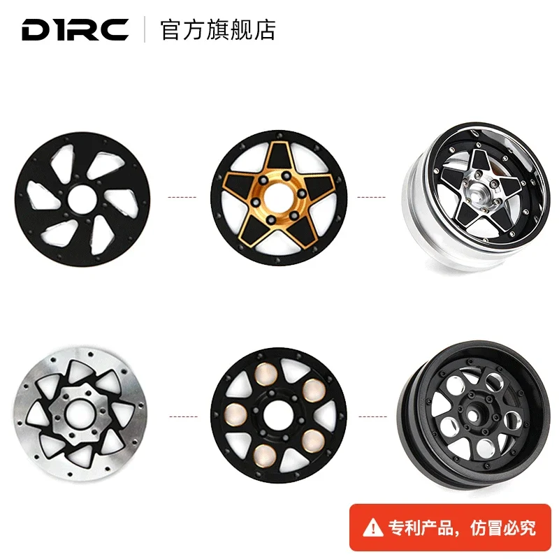 D1RC 2,2 Zoll Metall Klettern Auto Simulation Rad AXIAL TRX4 SCX10 Dritte Generation Zwei-Stück Split