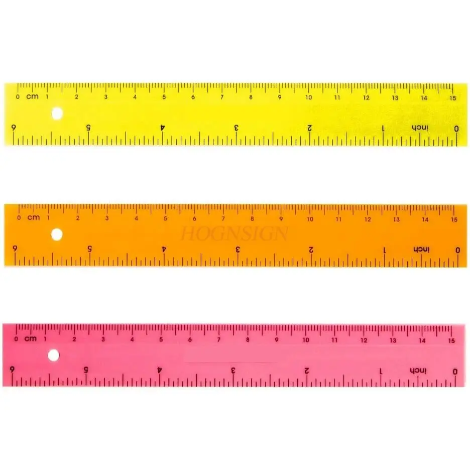 3pcs Primary and secondary school students' straightedge drawing inch foot dual scale ruler