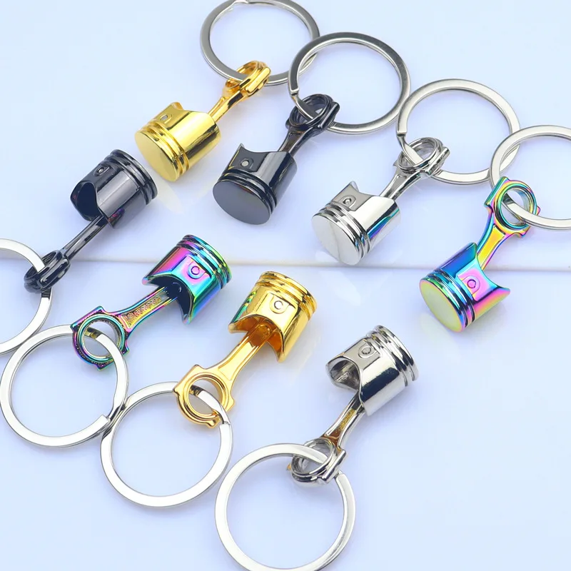 RetroGem Car Engine Piston Keychain Key Ring Fashion Auto Modification Piston Model Metal Keyring Keyfob Personalized Men Gifts