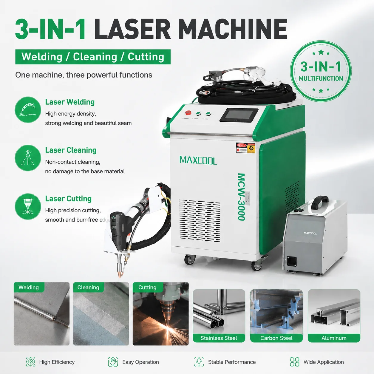 Handheld 3 In 1 Laser Cleaning Welding Cutting Machine 1500w 2000w Fiber Laser Rust Removal Paint Removal Metal Repair Equipment