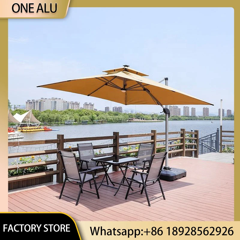 Offset Cantilever Patio Umbrella Aluminum Outdoor Parasol Garden Patio Sunshade Sustainable Fabric Cantilever Umbrella