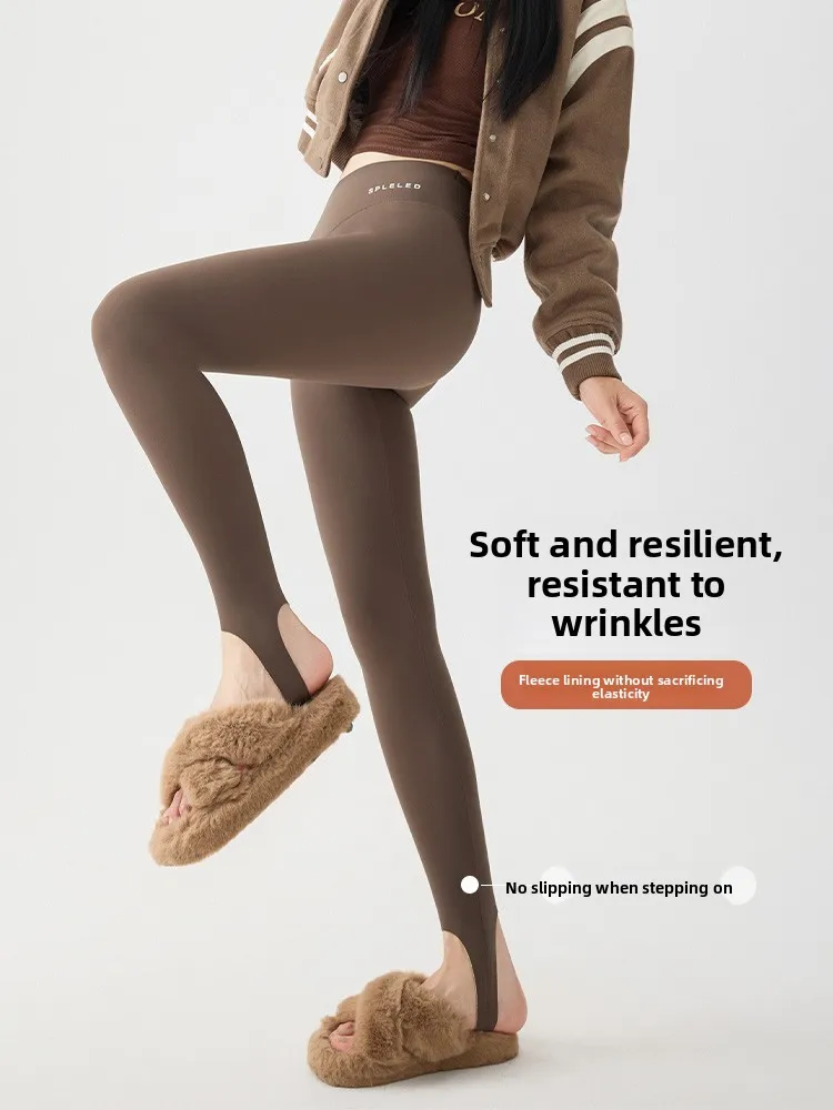 High Waist Fce Lined Yoga Pants Women's Autumn Winter Warm Elastic ark Bite Boting Pants Comfortable Tummy Control