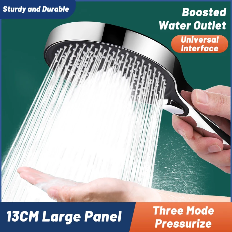 New High Pressure Big 130mm Shower Head Black 3 Modes Water Saving Spray Nozzle High Pressure Shower Bathroom Accessories